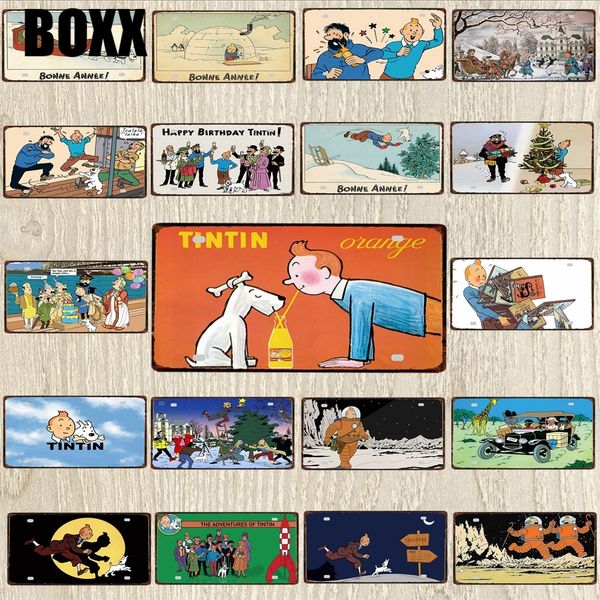 

30x15cm love tintin cartoon vintage metal sign plaque for wall art kids room shop cinema home for wall art shop restaurant decor
