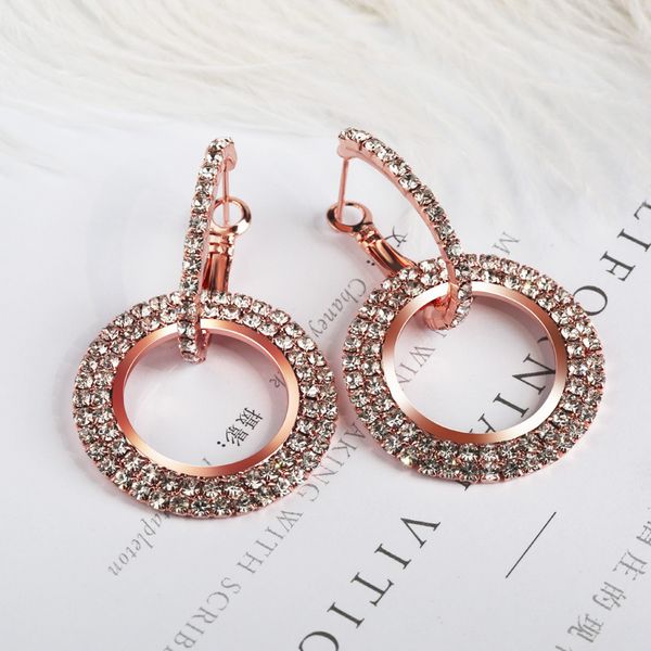 

2020 koren jewelry long earrings for women hoop earrings stud with full shiny cubiz zircon female earring,1pz, Golden