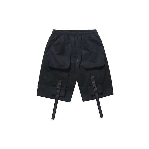 

men's women's summer new buckle buckle belt decoration shorts men and women with the same tooling street wind casual pants, White;black