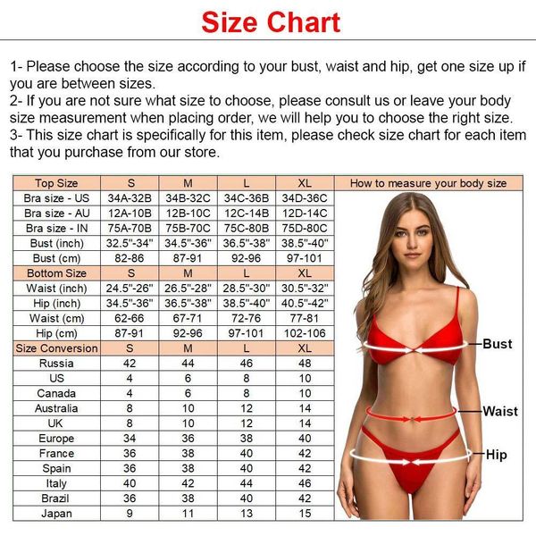 Female Swimsuit Size Chart