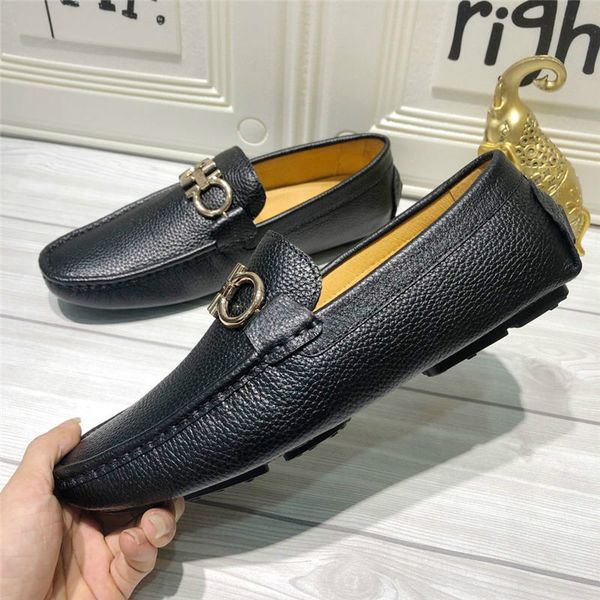 

luxury designer mens casual shoes genuine leather men designer slip-on shoes size eur 38-45 b100512w, Black