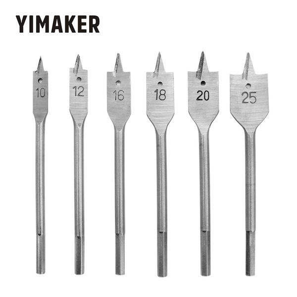 

yimaker 6шт деревянные плоские сверла деревообрабатывающие лопаты сверла прочный деревообрабатывающий инструмент наборы 10 мм 12 мм 16 мм 18