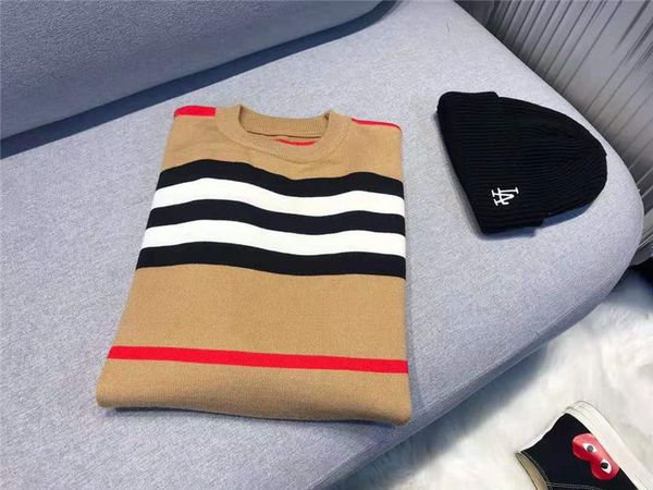 

mens designer sweater thin wool style hoodie brand sweatshirts for men women striped khaki style luxury warm sweater 11, White;black