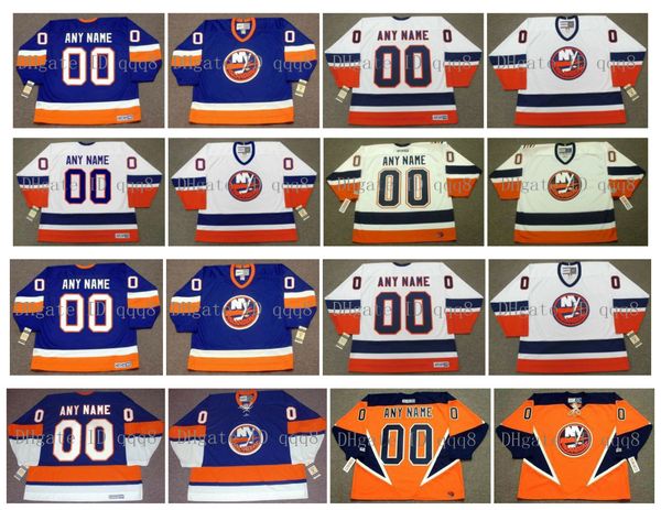 

пользовательский vintage нью-йорк айлендерс джерси индивидуализация хоккей трикотажного red white прошитого любое название количество размер, Black;red