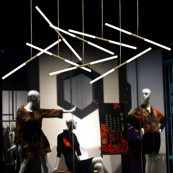 Modern Acrylic Led Tube Suspension Pendant Light Office Lighting