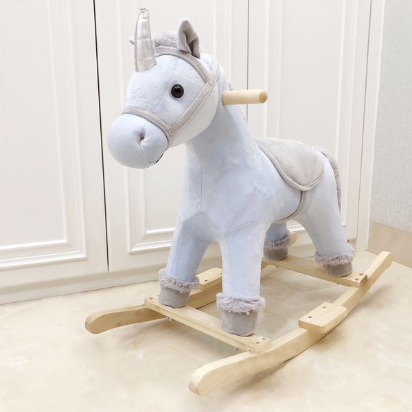 

unicorn trojan with music rocking chair children's educational toys solid wood rocking horse kids furniture chair for kids