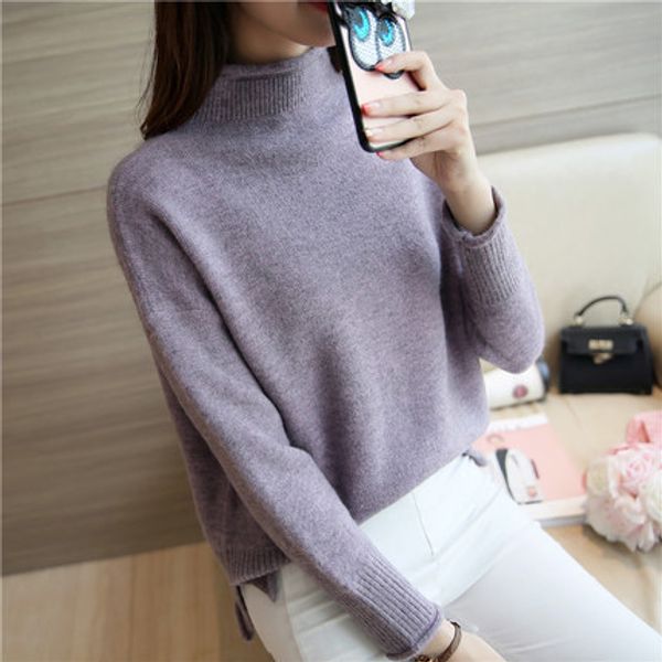 

2018 autunm winter new pattern women knitted cashmere sweater female turtleneck collar pullover pull femme, White;black