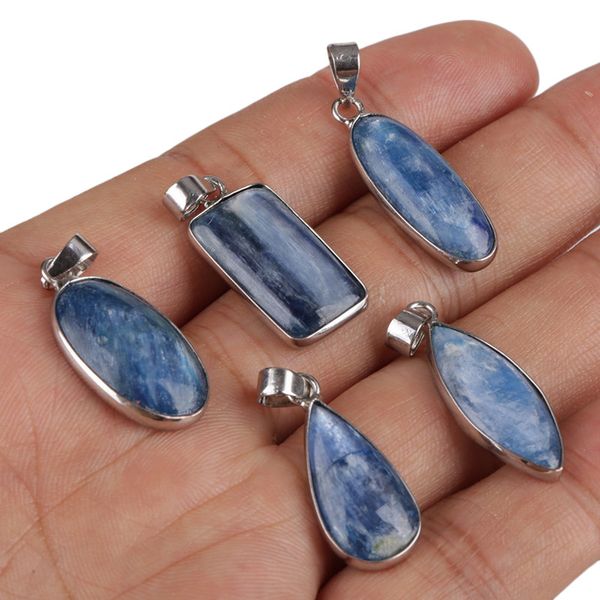 

kejialai blue stone pendant triangle round square egg drop shape different size pendants for necklace making jewelry accessories, Black