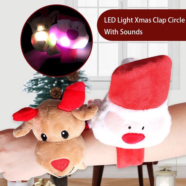 

1pc хлоп circle pat christmas party игрушка сант-клаус снеговик светодиодного браслета рождество похлопывая круг нового года для детей подар
