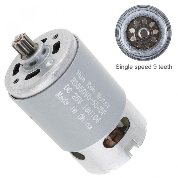 

rs550 motor 25v 19500 rpm dc motor with single speed 9/12 teeth and high torque gear box for electric drill / screwdriver