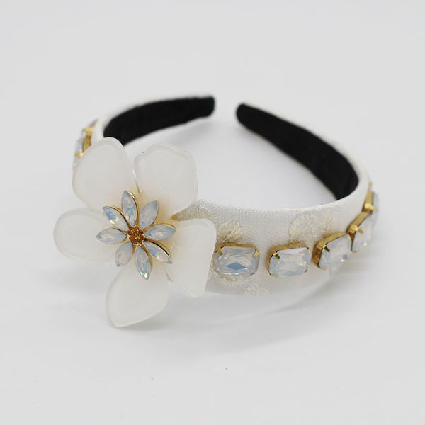 

europe and america baroque rhinestones white flower geometry travel headband street shoot casual hair accessories 945, White;golden