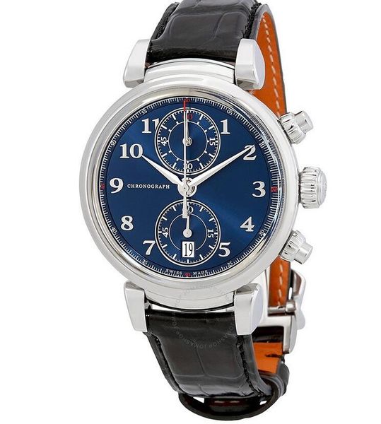 

New iw393402 blue dial automatic men 039 chronograph tainle teel ca e black leather trap watch 42 mm with box