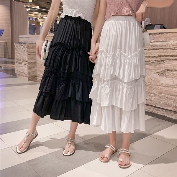 

coigarsam 4xl plus size women skirt new summer spring skirts white black 8076