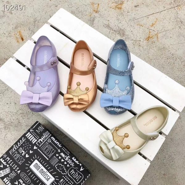 

mini melissa lovely crown girl jelly shoes beach sandals 2020 new baby shoes melissa sandals kids non-slip princess, Black;red