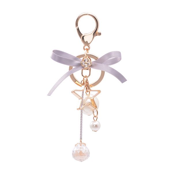 

fashion personality geometric key chain five-pointed star keychain women car keychain creative couple key ring, Silver