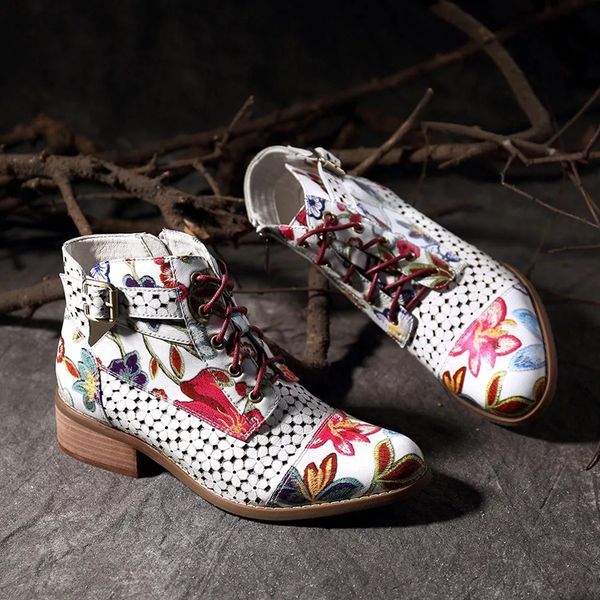 

adisputent 2019 fashion women ankle boots print floral high heel ladies shoes woman party dancing pumps basic leather boots, Black