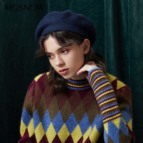

seasonal warm solid color knitted bud hat all-match pumpkin painter beret lace beret hat tide mz946, Blue;gray