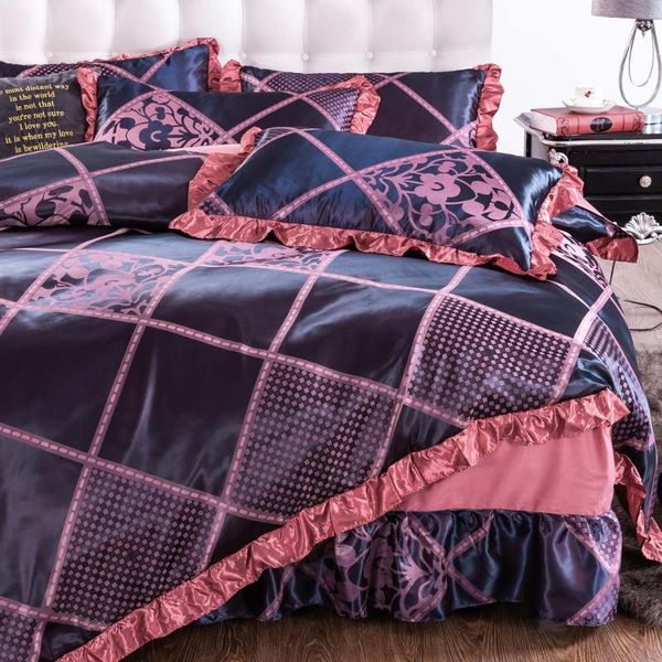 

svetanya silky bedding set bedskirt duvet cover bedlinens sets
