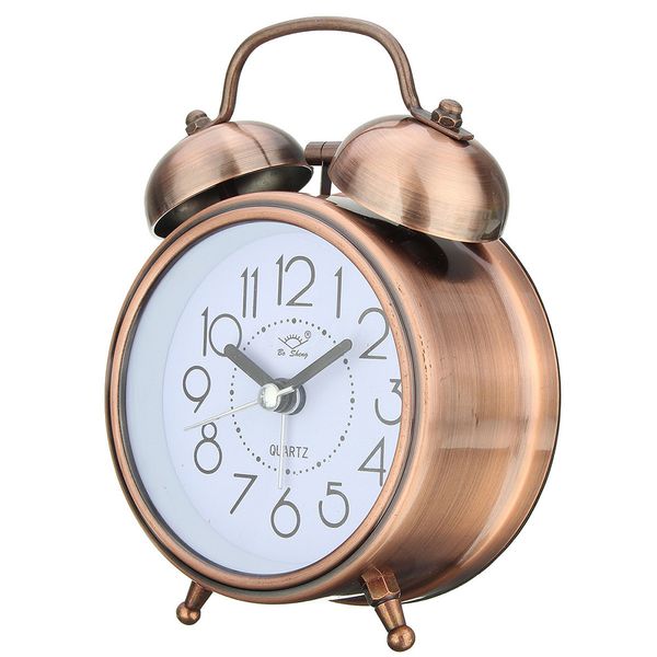 

table deskdesk decor decorative alarm clock bedside snooze double bell silent bedroom quartz round digital living room metal