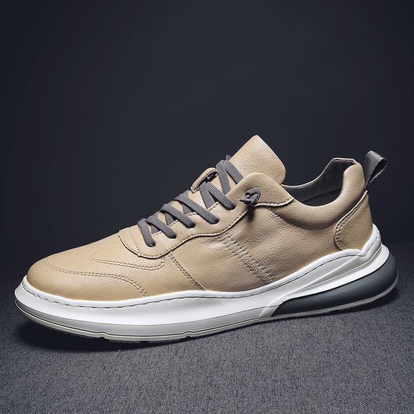 

hip hop street fashion men casual shoes brand leather sneakers male walking shoes non-slip breathable white, Black