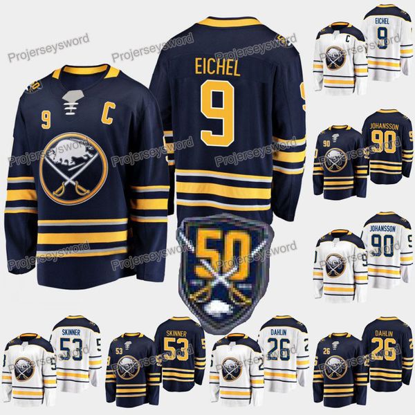 

Mens Buffalo Sabres 50th Anniversary 9 Jack Eichel 23 Sam Reinhart 26 Rasmus Dahlin 55 Rasmus Ristolainen 90 Marcus Johansson Hockey Jerseys