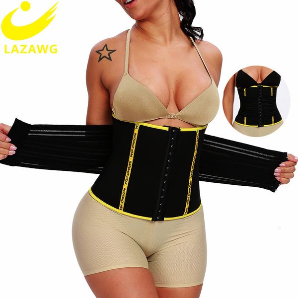 

lazawg waist cincher shaper body slim shapewear breathable high elastic strap seamless waist control belt double closure steel nrv0
