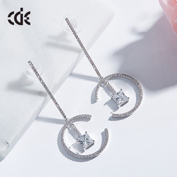 

fashion-new fashion crystal inserted ear nails for simple ladies in europe and america, Silver