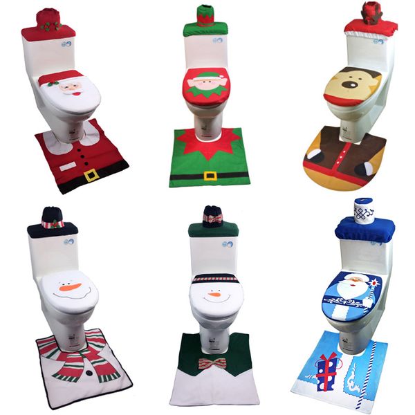 

toilet seat covers christmas decoration 3 piece set santa claus snowman elk toilet seat covers rug l bathroom set xmas gift suppliesc971