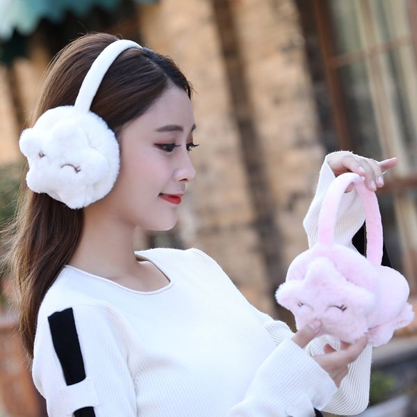 

winter earmuff cute star smile ear imitation women fur earmuffs winter ear warmers plush for christmas gift decoration