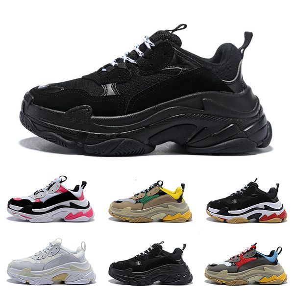 

2019 new unveils new triple-s 17fw casual shoe man woman mixed colors thick heel grandpa casual shoes size 35-45, Black