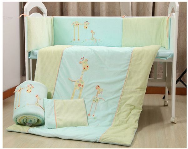 

promotion velvet cotton baby cot bedding set crib bedding quilt pillow cot bed sheet ,(bumper+sheet+pillow+duvet) 2 size