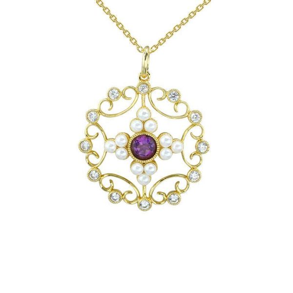 

temperament hollow pattern pendant cross shell beads amethyst 14k gold-plated copper qiu dongkuan wild-chain fashion sweater, Silver