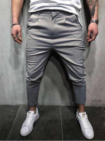 

мужской дизайнер брюки универсальные брюки мода свободного покроя черный середине талии брюки мужские брюки она, Black