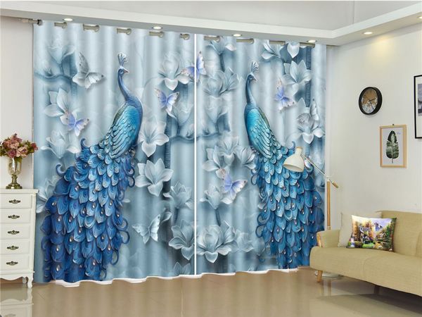 

curtain delicate flowers, peacock, butterflies, 3d animal curtains interior decorations upscale exquisite blackout curtains