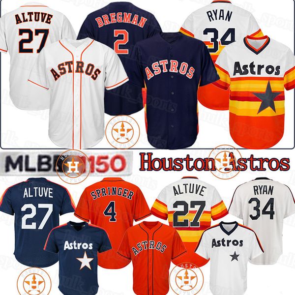 

27 Jose Altuve Houston Jersey Astros 2 Alex Bregman 34 Nolan Ryan 4 George Springer Baseball Jerseys