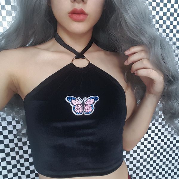

2020 iron ring velvet love camisole female summer, White