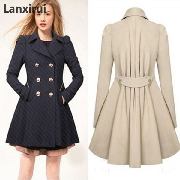 

especially female coat england style women spring double-breasted long trench coat overcoat raincoat windbreaker coats 5xl plus, Tan;black
