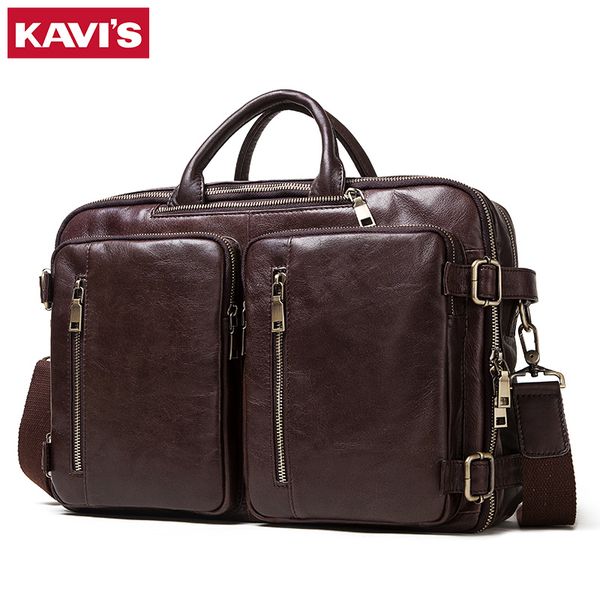 

multifunctional men backpack genuine leather tote lapmale bag office and business travel handbag fashion