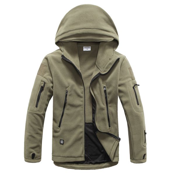 

outdoor hooded fleece jacket men thermal hunting coat autumn winter sportswear tactical combat camping & hiking jacket, Blue;black
