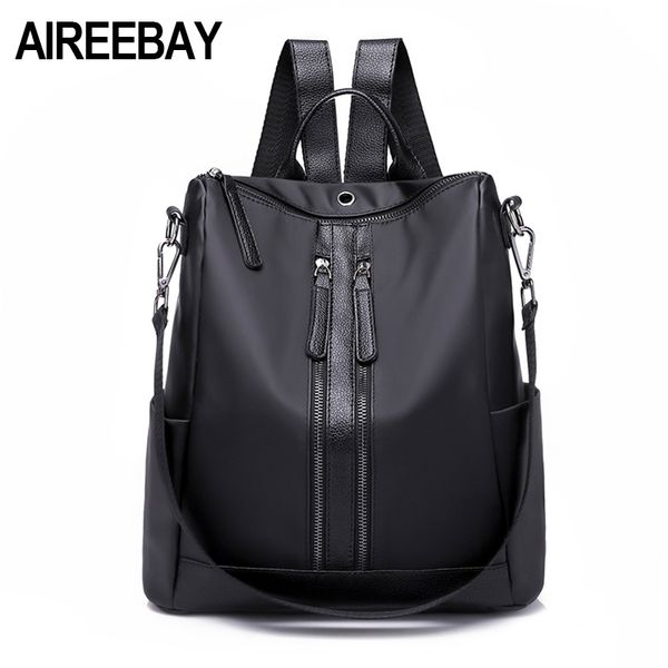 

aireebay fashion women backpack waterproof nylon backpack lady backpacks female casual travel bag functional girl school bags