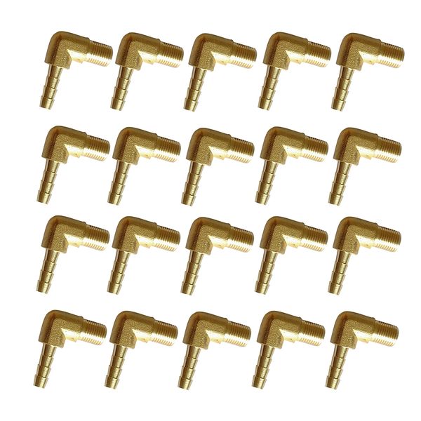 

20 pieces right angle male hose connector barb air gas parts connector