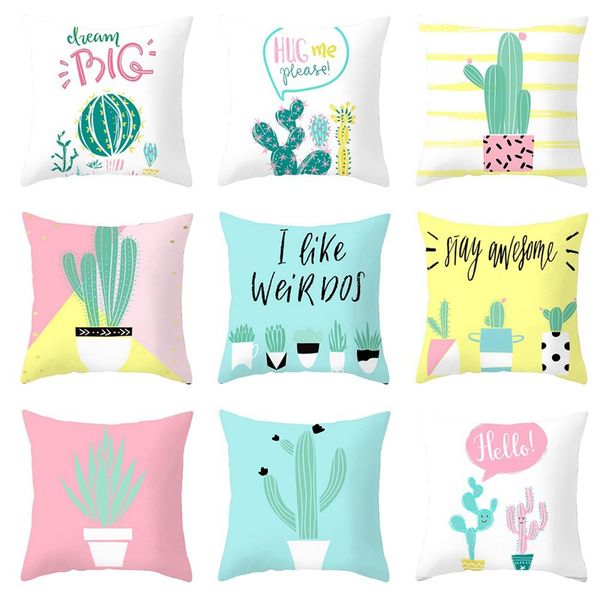 

nordic style green plant cushion covers simple cartoon cactus cushion cover pillow case for car sofa seat home office decoration