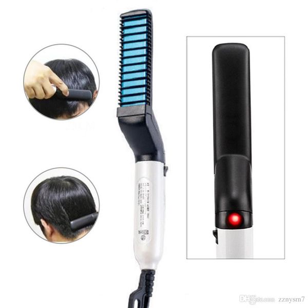 

multifunctional hair comb quick beard straightener curling curler men beauty hair styling tool electric comb straightener