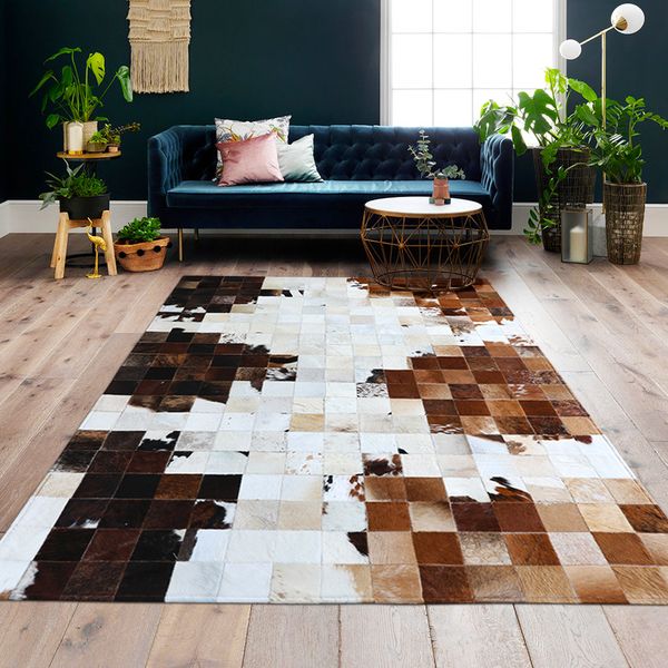 

american style cowhide patchwork rug big size genuine cow skin fur carpet plaid decorative living room rug sales