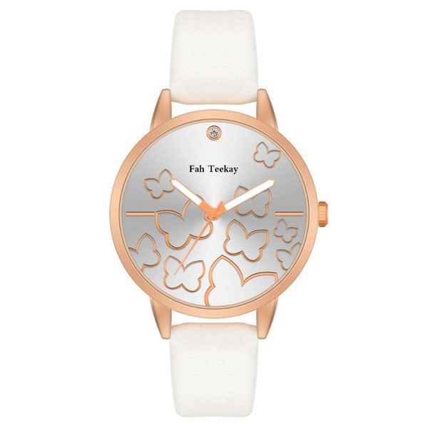 

printed butterfly women fashion watches simple female dress wristwatches classical design ladies quartz leather watch, Slivery;brown