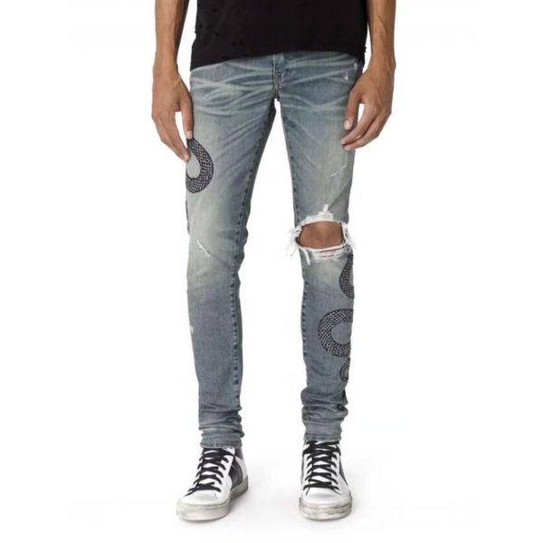 

2019 mens jeans distressed motorcycle biker jeans rock skinny slim ripped hole stripe famous brand denim pants designer jeans