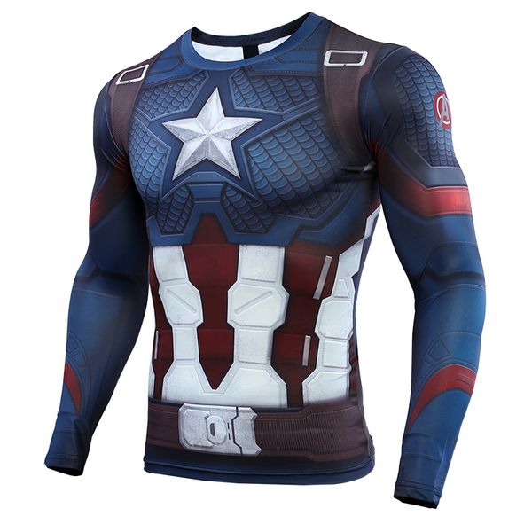 

captain american 3d printed t shirts men 4 endgame compression shirt cosplay costume long sleeve for male cloth, White;black