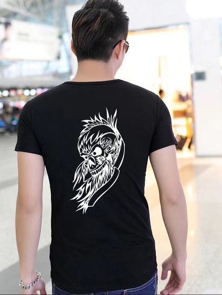 

meditation demon tee o-neck cotton ready stock short-sleeved punk summer 100% cotton t-shirt printing men, White;black