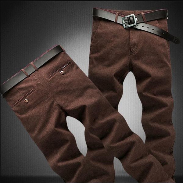 

winter business straight trousers red line trim design mens trousers fashion men sanded casual pants daily suit pants, Black
