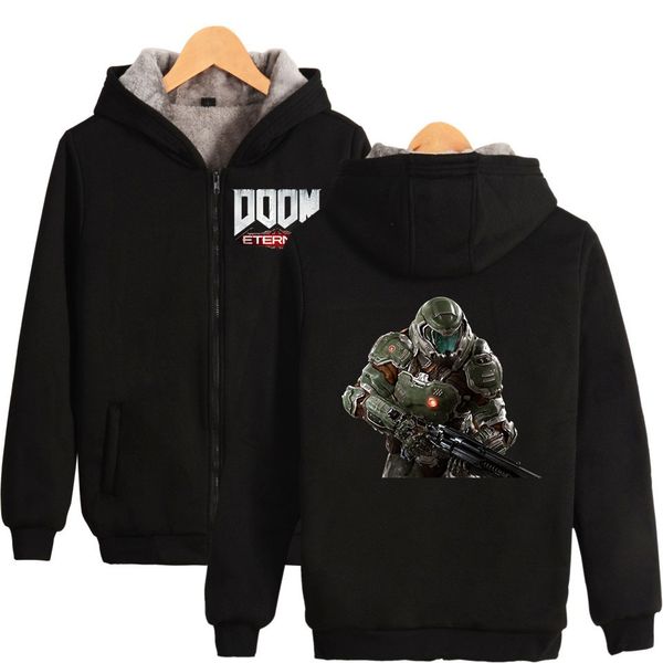 

2019 trend shirt doom eternal thickening zipper sweater t shirts, Black